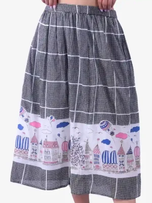 Black Checked House Print Skirt Product Image 1