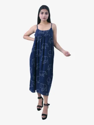 Navy Blue Animal Print Dress Product Image 1