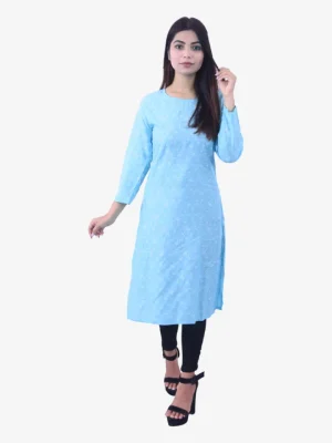 Primium Sky White Print Kurta Product Image 1